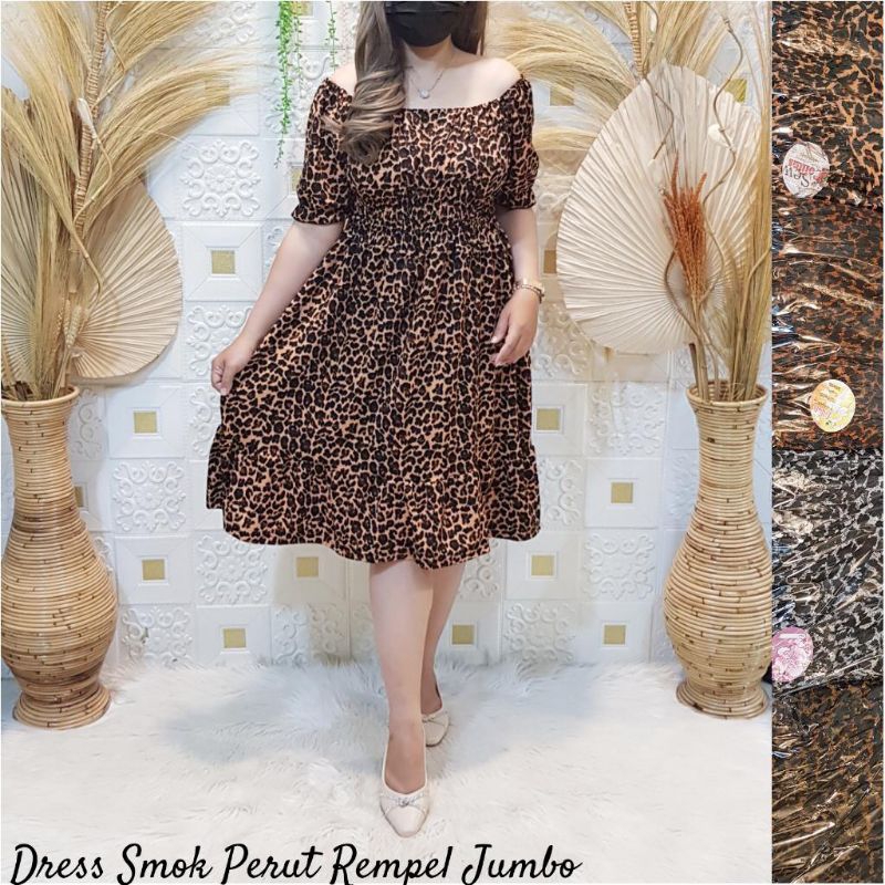 Dress sabrina Leopard / daster wanita kekinian / daster jumbo