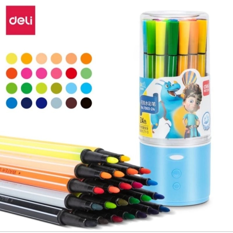 

Deli super wings felt pen/spidol warna 24 warna kemasan tabung