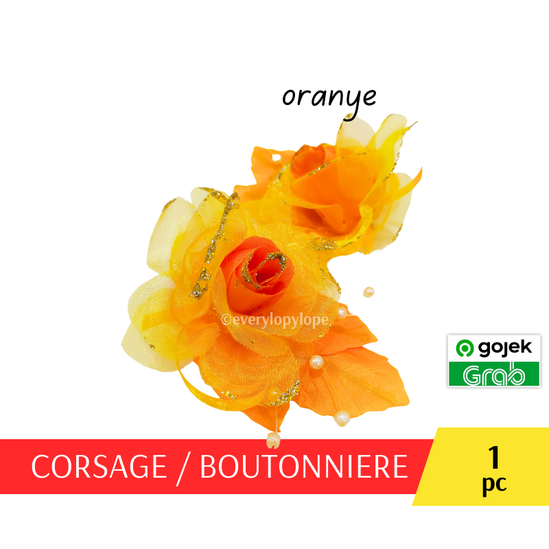 Corsage Pin Jas Korsase Bros Panitia Bunga Dada Warna Oranye