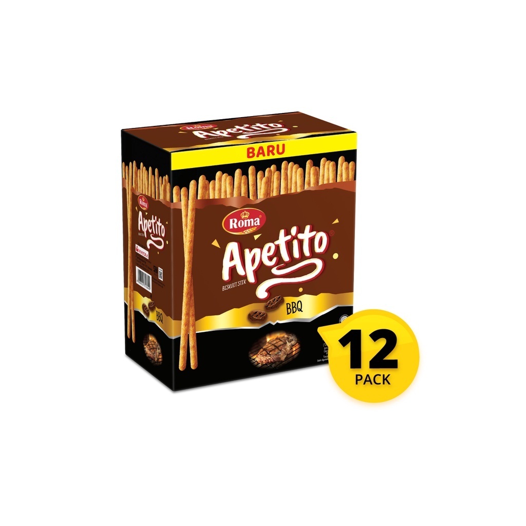 

Roma apetito biskuit stik rasa BBQ box isi 12
