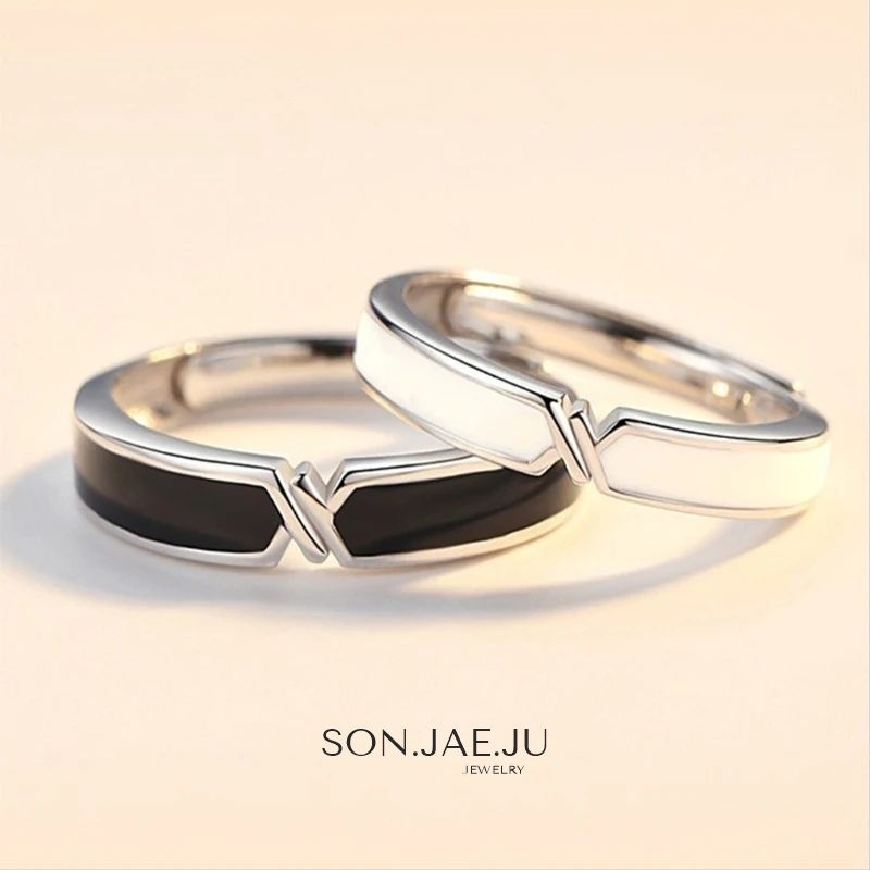 Cincin Couple Black and White  Ring - 925 sterling silver