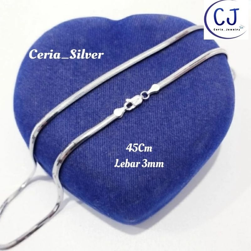 XIX Kalung Perak Pria Wanita Asli Silver 925 Lapis Emas Putih Model Cassandra Pipih - Kalung Perak