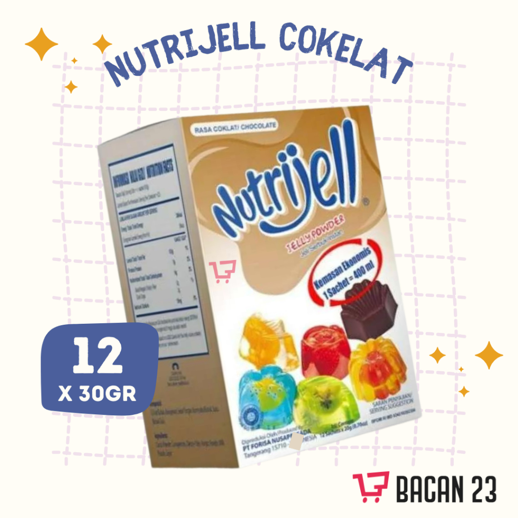 

Nutrijell Cokelat Box (12 x 30gr) / Agar - Agar Jelly Instant 1 Box isi 12 Sachet