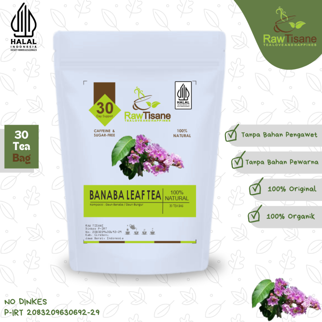 

RAW TISANE Banaba Leaf Tea : Teh Daun Banaba / Bungor Isi 30 Tea Bag