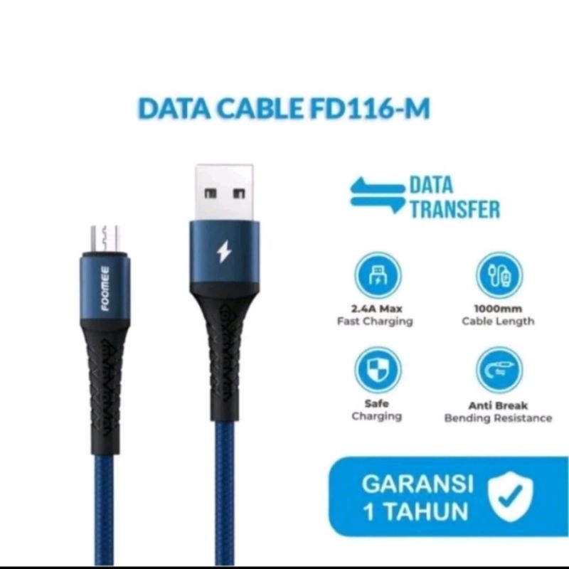 Foomee FD116-M Cable Data Micro 2,4A Nylon Braided Fd116m