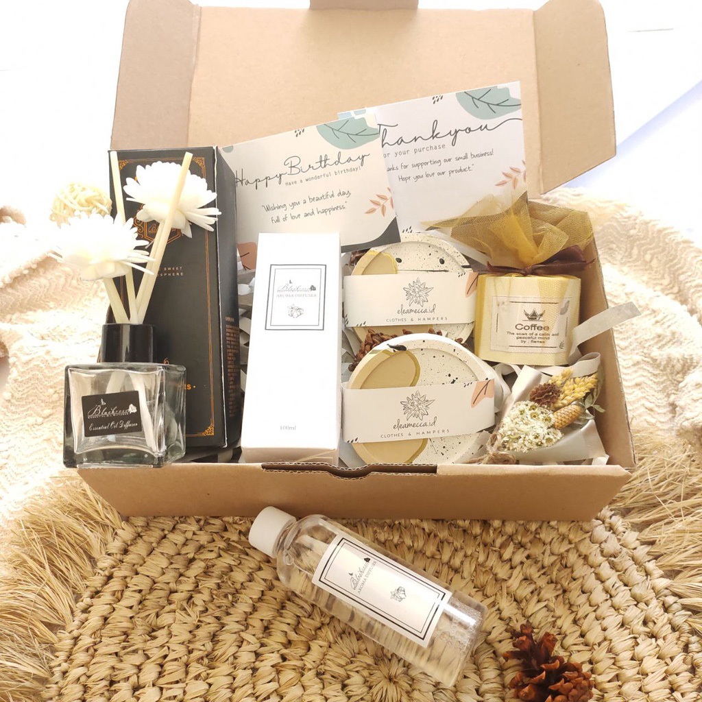 Hampers Aromaterapi Elegan – Reed Diffuser & Lilin Kado Estetik Premium Untuk Hadiah Ulang Tahun / W