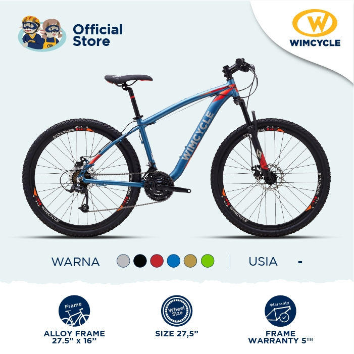 Sepeda Gunung MTB Wimcycle Storm - Biru