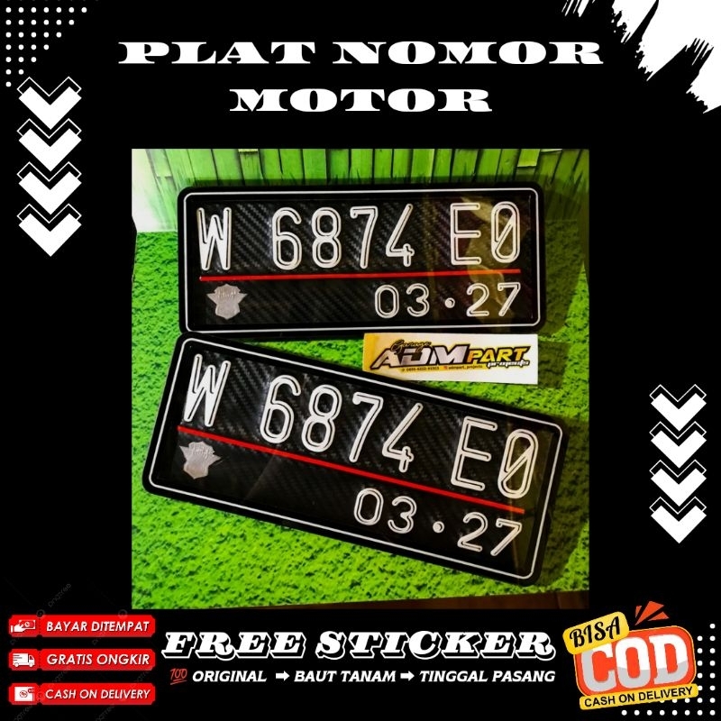 PLAT NOMOR MOTOR WARNA HITAM//PLAT NOMOR BAUT TANAM//PLAT NOMOR MOTOR MIKA AKRILIK