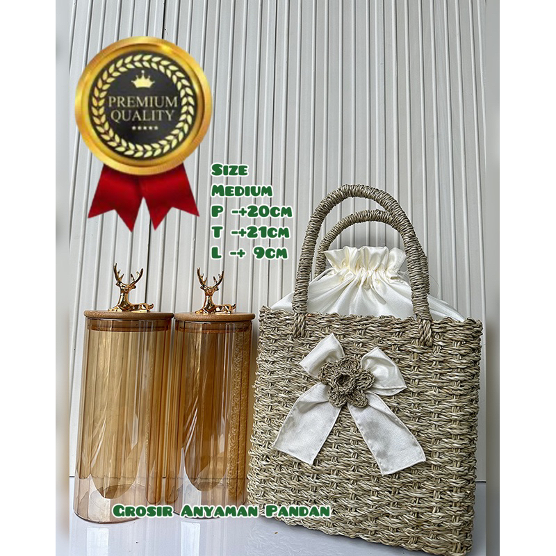 

RB TAS RARA KOTAK PITA tas anyaman pandan tas parcel tas hampers souvenir aesthetic goodiebag
