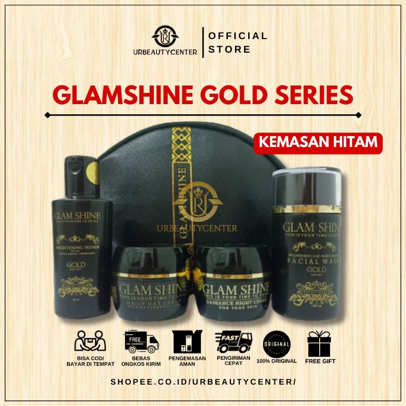 (PROMO HABISKAN STOK) GLAMSHINE GOLD SERIES PACKAGING HITAM ECER DAY CREAM GLAMSHINE GOLD SERIES/NIG