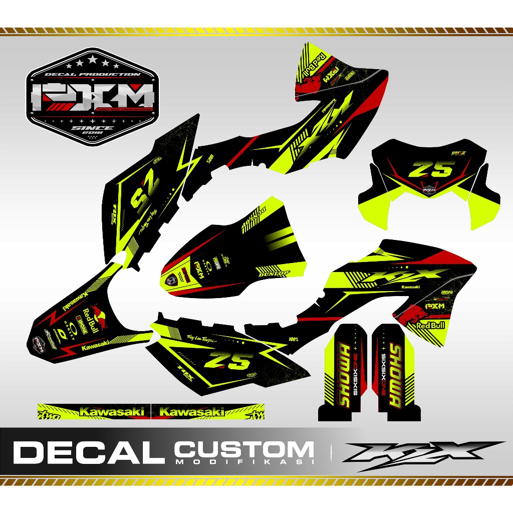 Decal KLX BF / G / Extreme KUNING STABILO HITAM (decal  bisa di sesuaikan kebody motor yang akan di 