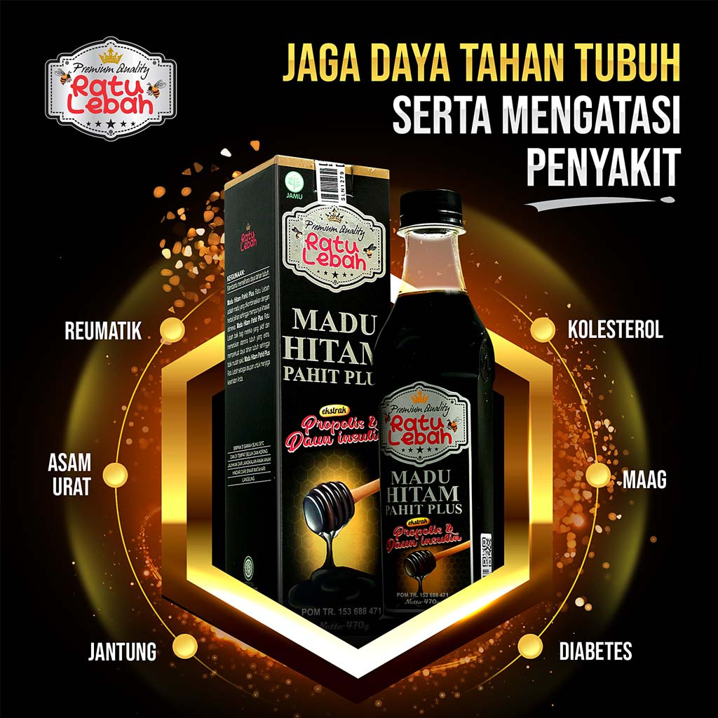 

Madu Hitam Pahit Ratu Lebah / Madu Hitam Ratu Lebah Plus Propolis 470gr