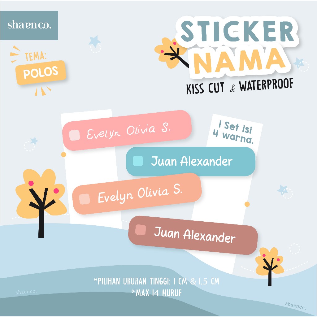 

LABEL STIKER NAMA SEKOLAH KANTOR ANAK WATERPROOF CUSTOM MURAH