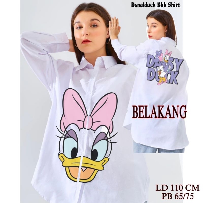 DONALD DUCK PRINTED OVERSIZED WOMEN SHIRT / BAJU KEMEJA WANITABLENGAN PANJANG DONALD DUCK {MIAOMIAO}