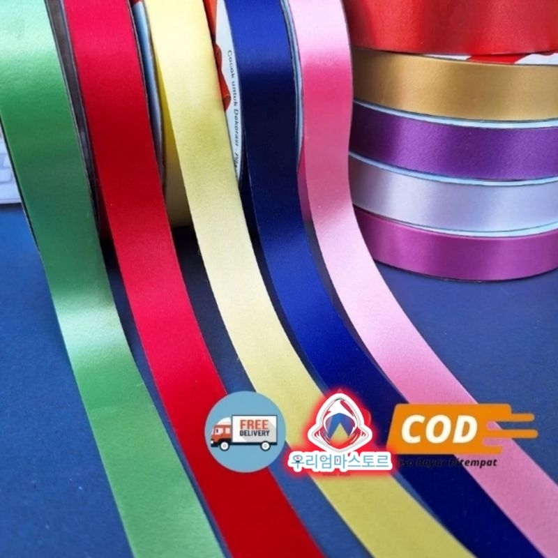 

10 roll Satin Pita kado parcel Warna - Pita Satin Warna/Pita Kado/Pita Kain Satin