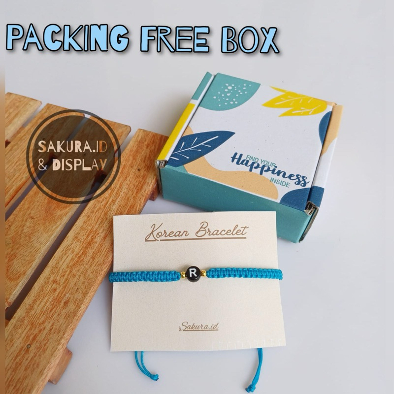 Gelang Huruf Inisial Rajut Warna Biru Muda | Korean Bracelet