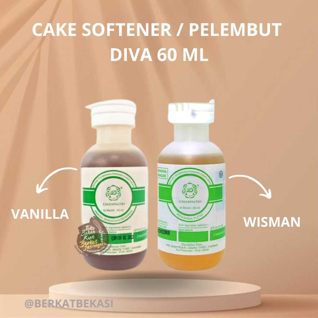 

PELEMBUT KUE DIVA CAKE SOFTENER 60 ML /AROMA RASA WIJSMAN ATAU VANILA