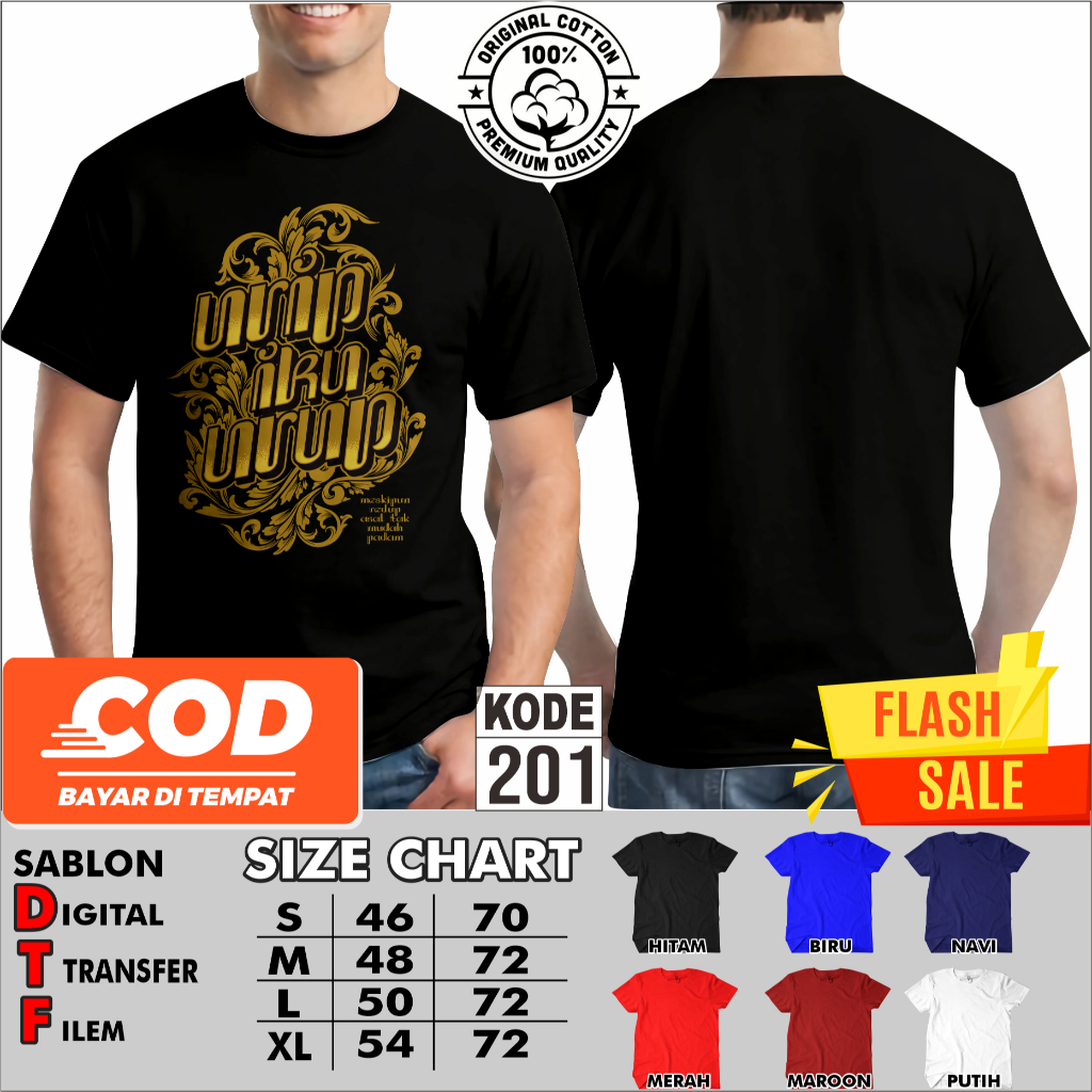 KAOS DISTRO URIP IKU URUP // KAOS JAWA URIP IKU URUP // BISA COD BAHAN COTTON COMBED