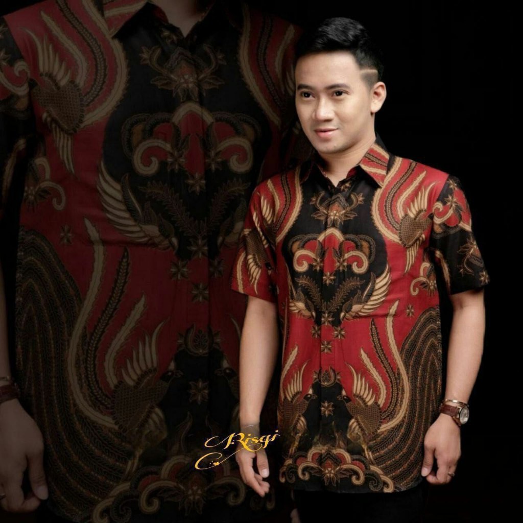Hem Batik Pria - Motif Kenanga Kuning - Warna Hitam Kuning