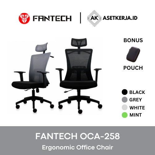 FANTECH OCA258 OCA-258 Office / Gaming Chair Kursi Kantor Ergonomis - OCA-258 Warna Grey