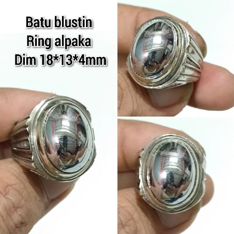 CINCIN BATU BLUSTIN BADAR PERAK RING ALPAKA