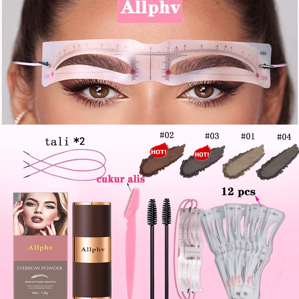 Tren Terbaru 224 NewALLPHV Eyebrow Powder Waterproof Cetakan Alis Tali GRATIS 12 Alis Cetakan Tempel