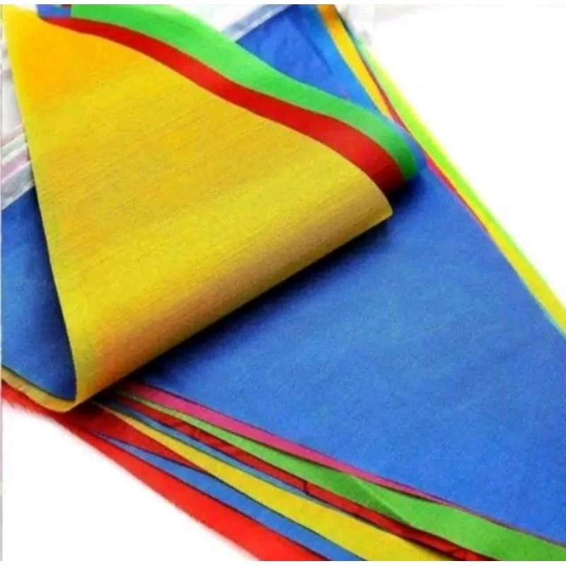 BENDERA KAIN SEGITIGA WARNA WARNI - UMBUL UMBUL BENDERA HIAS