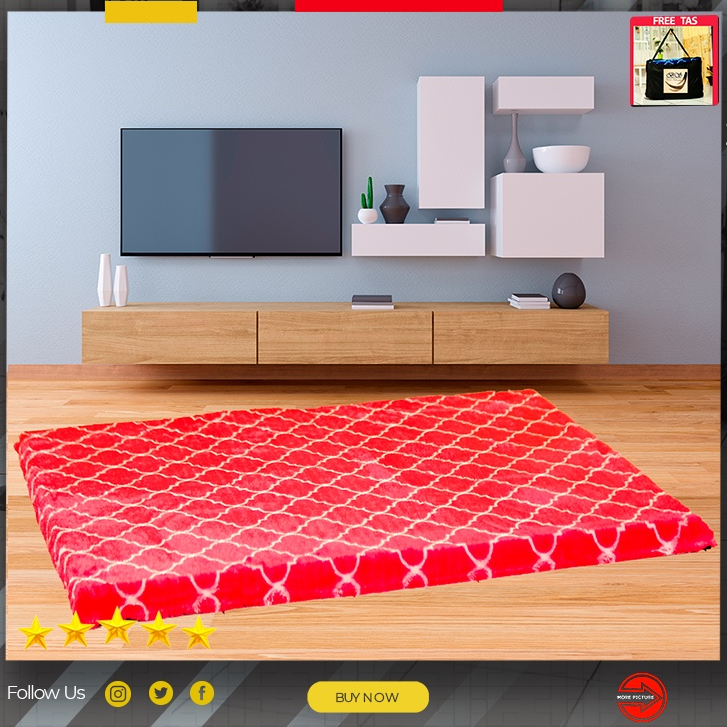 TERLARIS Berkah Saluyu Karpet bulu Rasfur motif Tebal 4,5cm jumbo asli non anti slip