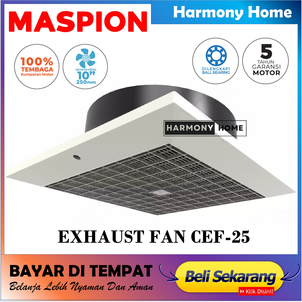 MASPION EXHAUST FAN CEF-25 / HEXOS PLAFON CEF25 Ceiling Exhaust Fan / Kipas Exhaust Plafon Hexos 10 