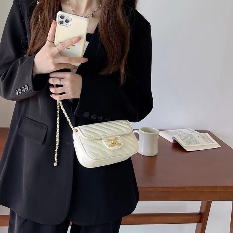 Tas Selempang Kulit Wanita Dompet Hp Cewe Rantai Luxury Mini Bag Js  8156