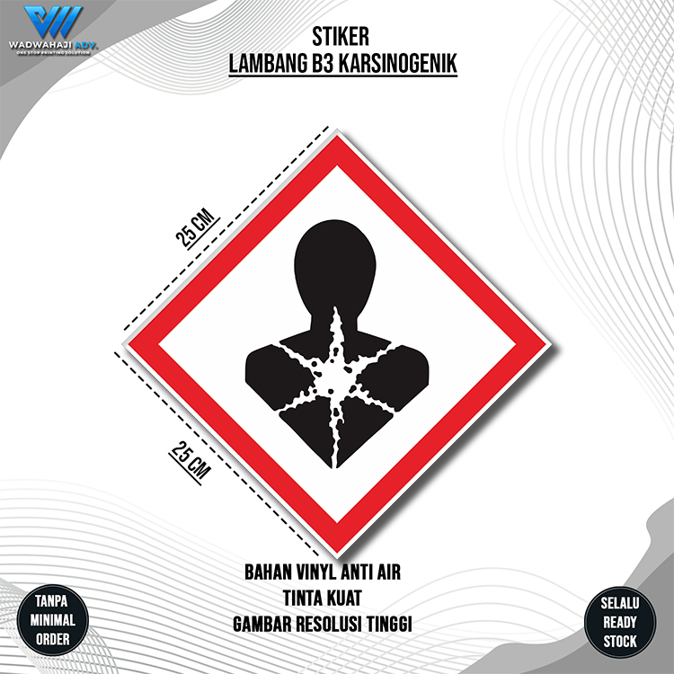 

Stiker label Simbol limbah B3 K3 Hazmat Karsinogenik Bahan Vinyl Anti Air | Waterproof Wadwahaji