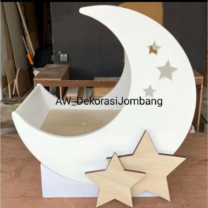 moon cribs, boks bayi dekorasi, tempat tidur bayi, dekorasi aqiqah, backdrop aqiqah