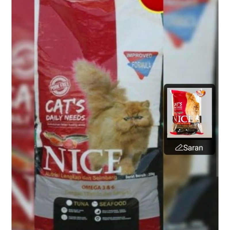 nice makanan kucing 1kg seafood bentuk ikan