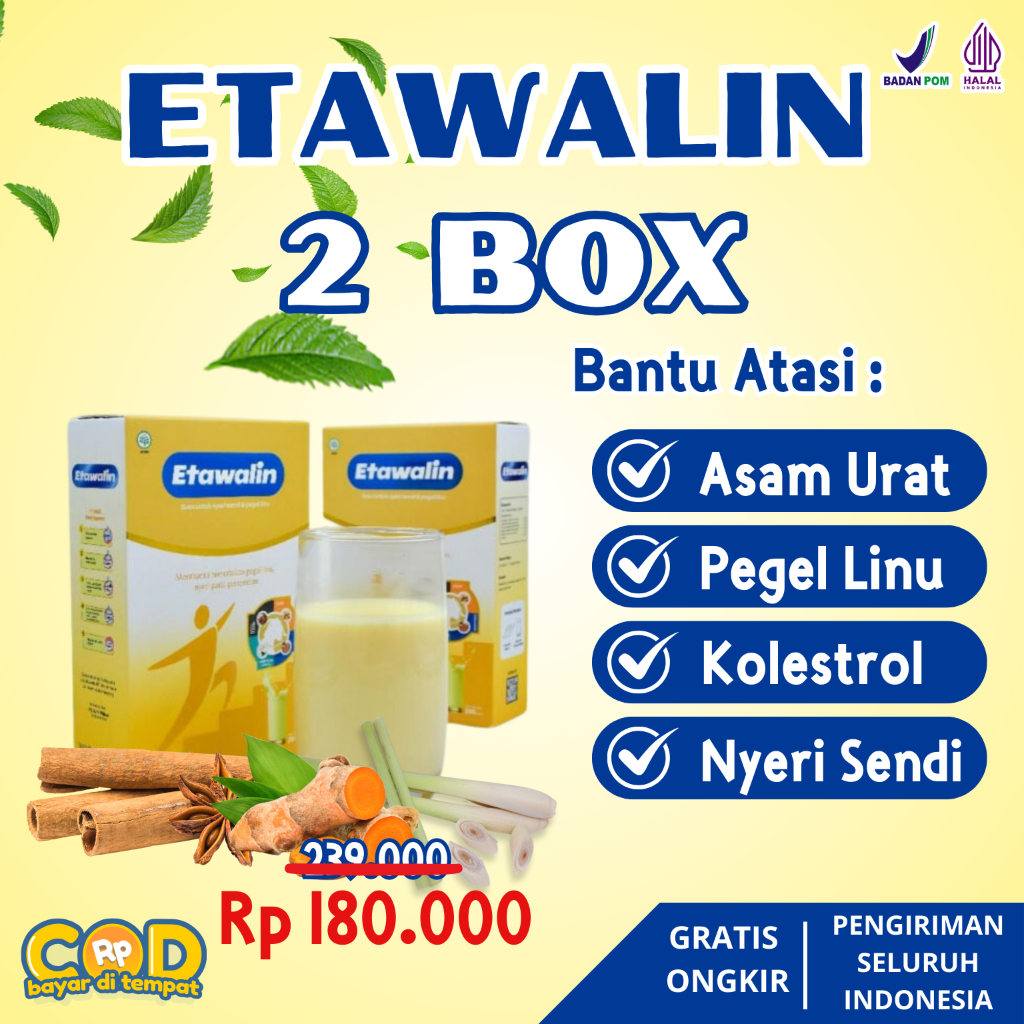

Etawalin - Membantu Mengatasi Asam Urat, Rematik dan Nyeri Sendi 100% Original Alami Tanpa Efek Samping 2 Box Reseller