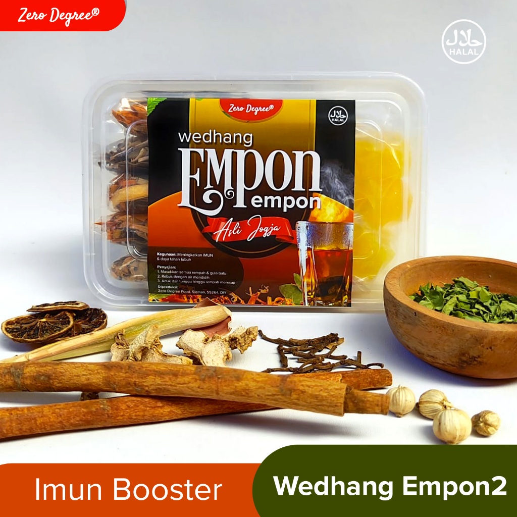 

WEDANG UWUH EMPON EMPON REMPAH - tanpa gula Kemasan Box isi 10 (Temulawak, jahe, Kunyit, sereh, kayu manis)