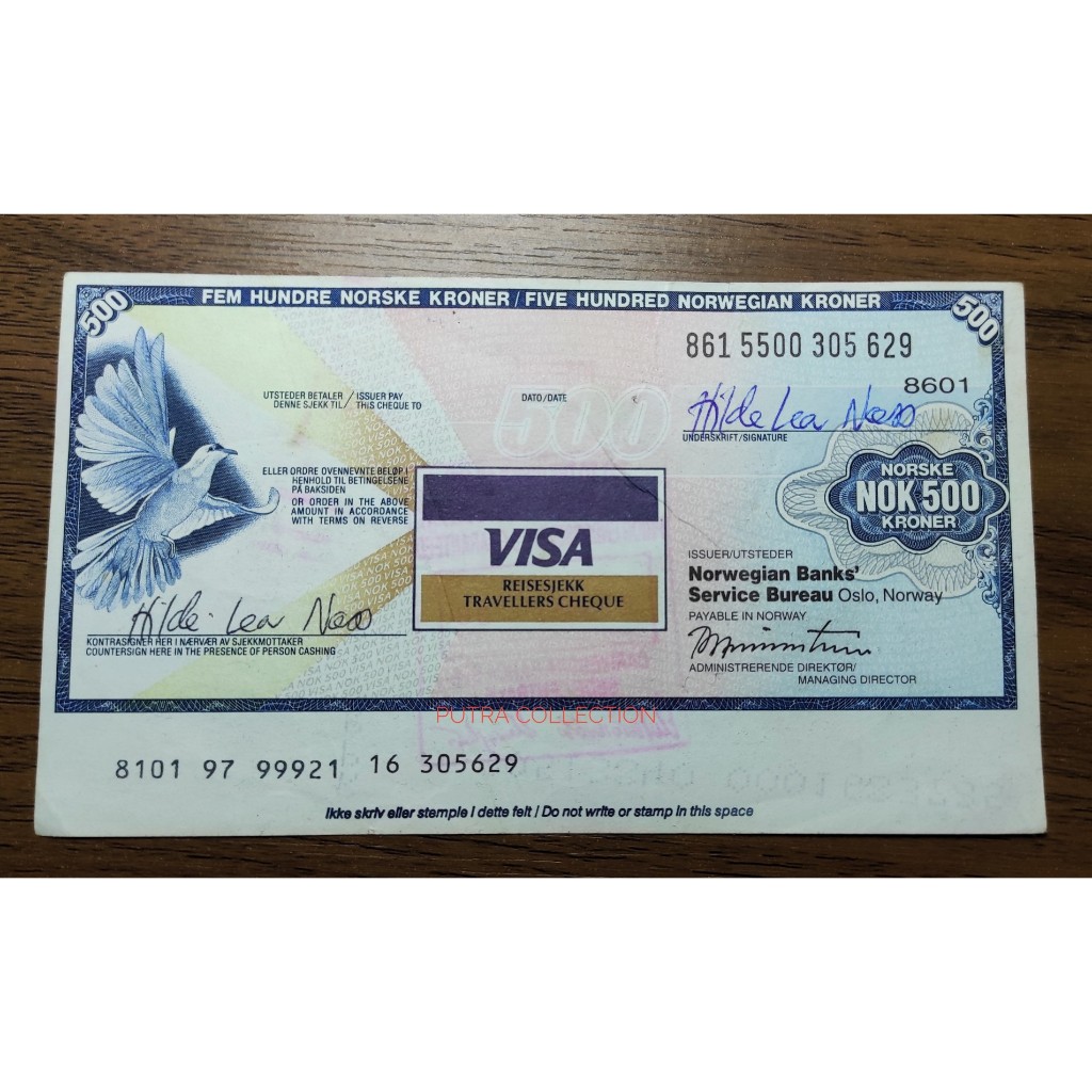 

Traveler chaque Norwegia 500 kroner bekas