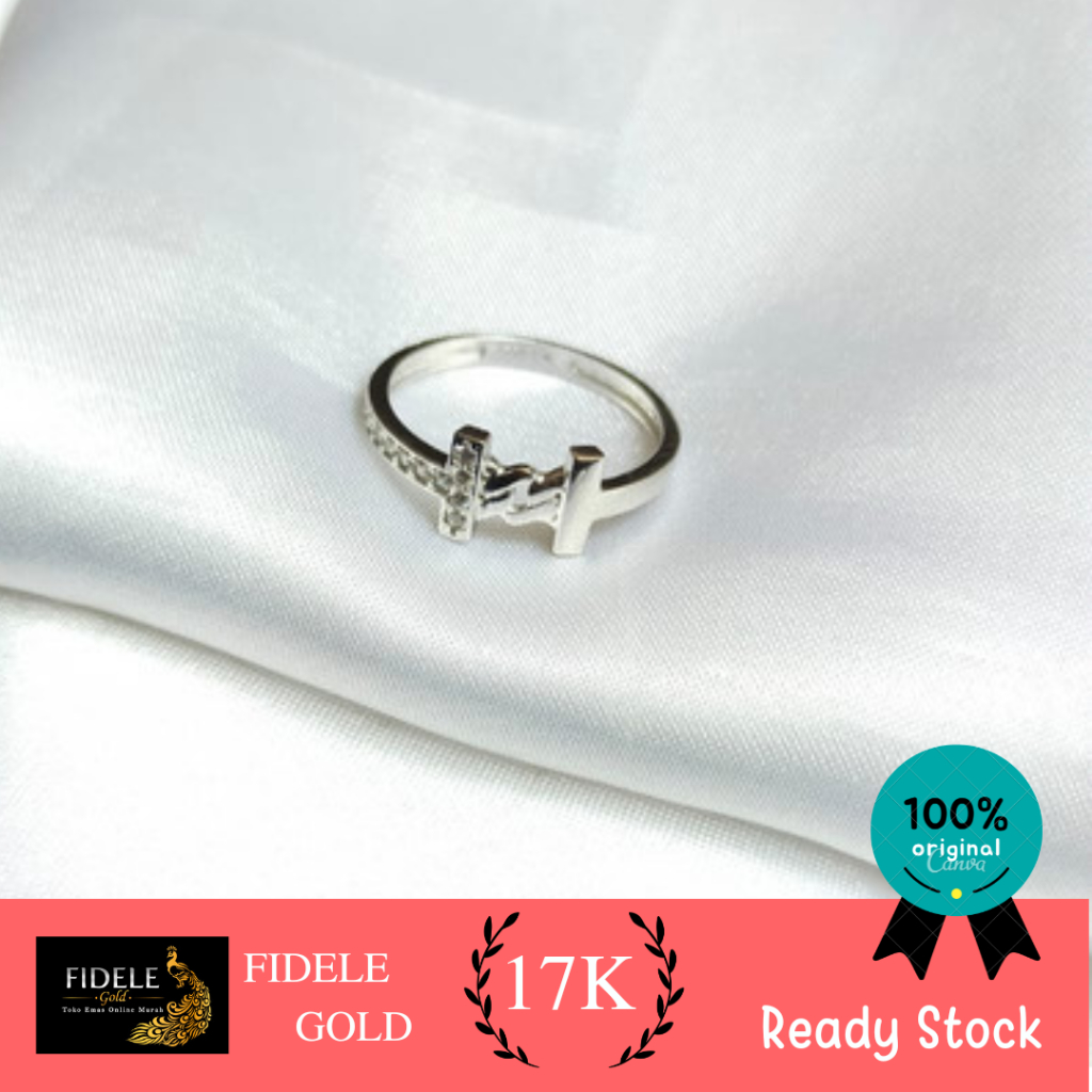 Cincin Emas Putih 750 Cincin H fashion wanita 17k UBS