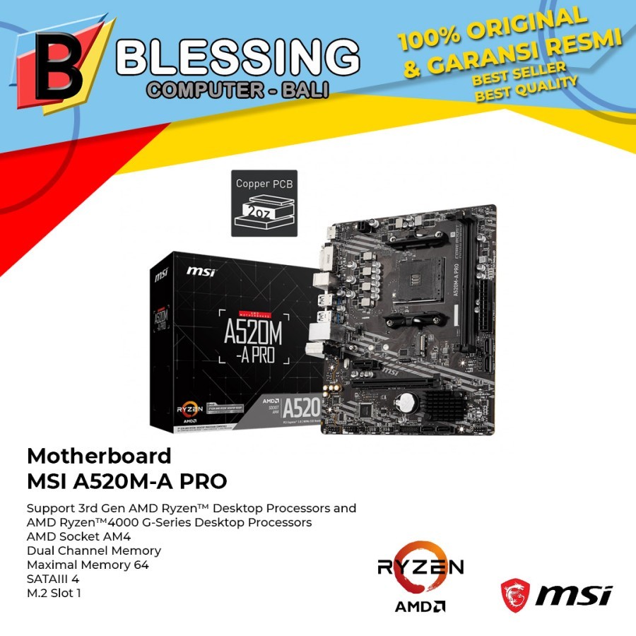 Motherboard MSI A520M-A PRO / Motherboard AMD AM4