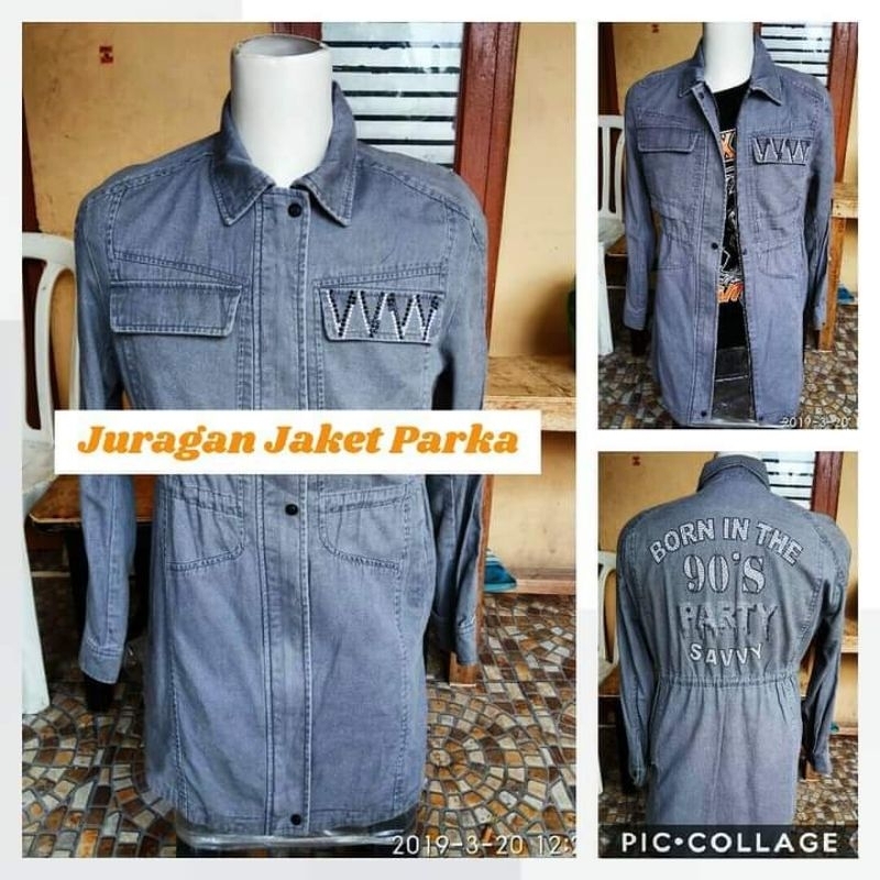 Jaket Jeans Long Parka Punggung Bordir Keren