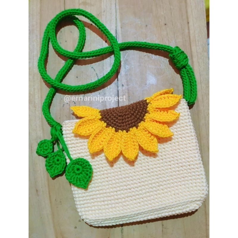 TAS ANAK LUCU//TAS RAJUT ANAK//TAS BUNGA MATAHARI//TAS MURAH RAJUT
