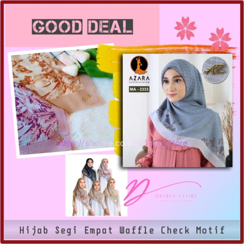 Hijab Segi Empat Waffle Motif Kerudung Azara Jilbab Potton Fashion Muslim Wanita Banjarmasin Lasercu