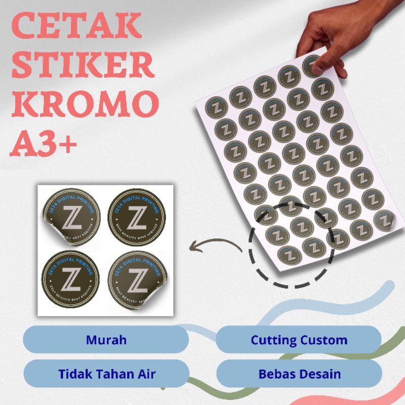 

Cetak stiker kromo A3+ custom & cutting/lebel kemasan makanan minuman free desain