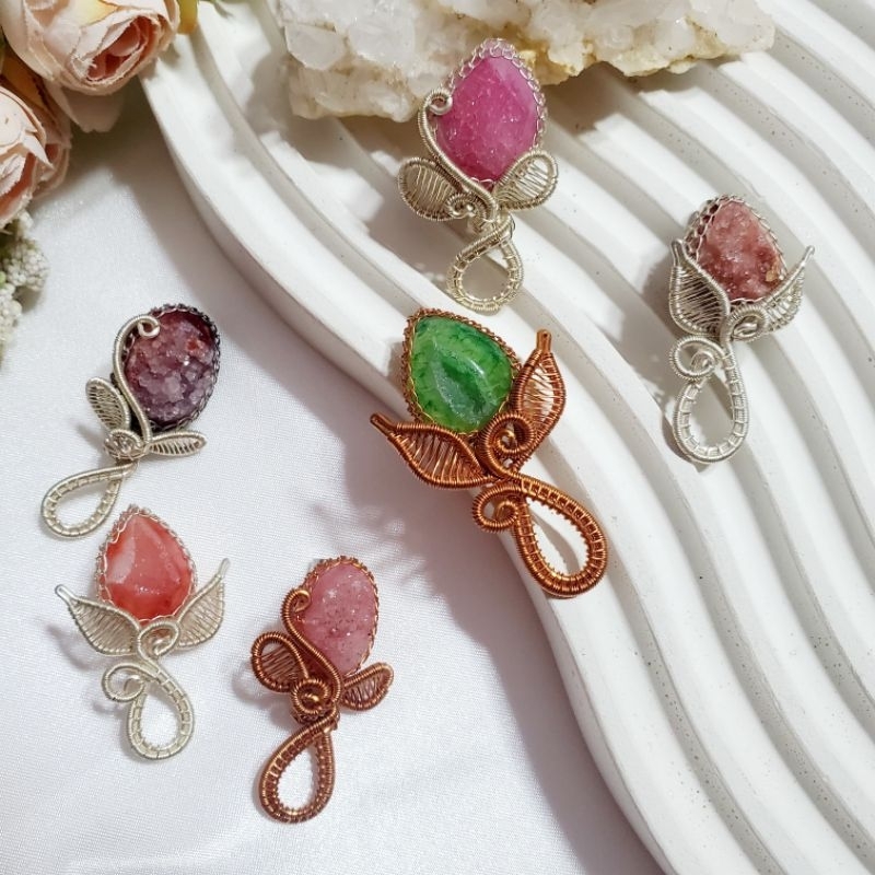 Bros Bunga Druzy / Aksesoris Batu / Bros Batu | Bros Batu Druzy