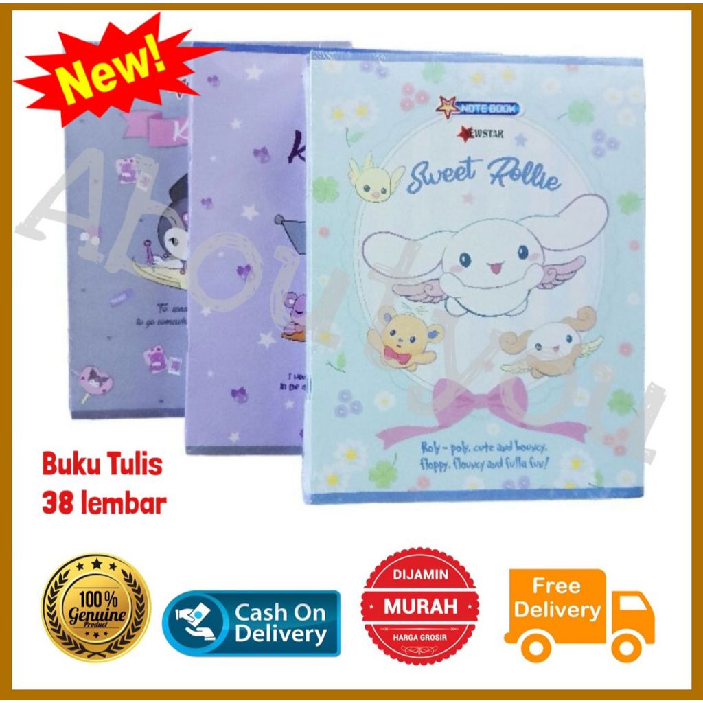 

bib Viral 10pcs Buku Tulis KUROMI Cinnamoroll Buku Sanrio 38 Lembar Karakter Kuromie Book