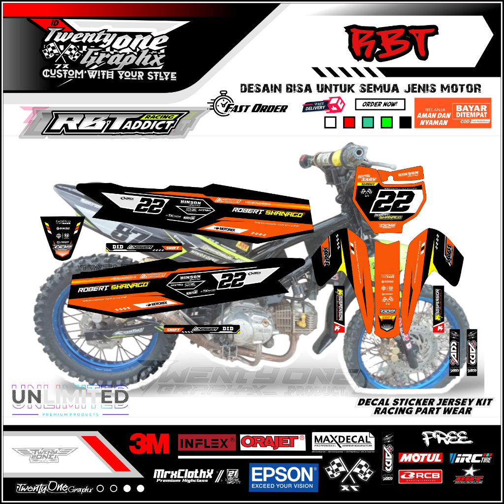Rbt Vega r New racing orange dekalbebek std gtx trabas vega r new old supra fit x smash shogun BISA 