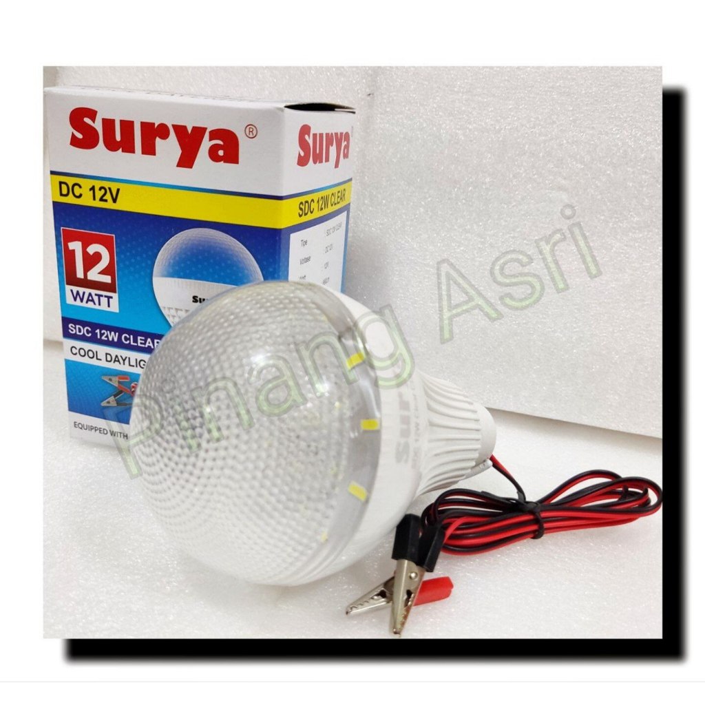 Lampu LED DC 12V SURYA 12W LED AKI 12 Watt LED Jepit Aki / Accu Emergency 12Watt SDC FROSTED SURYA