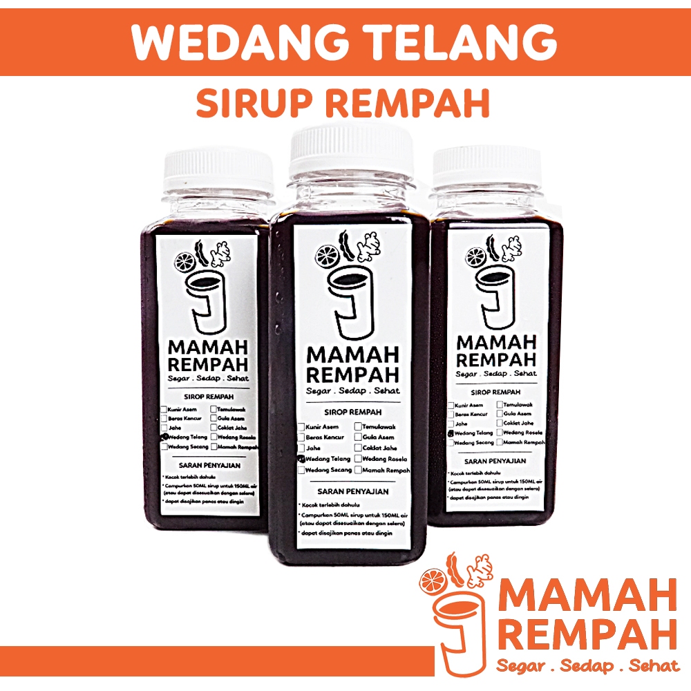 

Sirup Wedang Telang Sari Jamu Rempah Tradisional Modern Syrup Bunga Telang Minuman Sehat Herbal 250ml