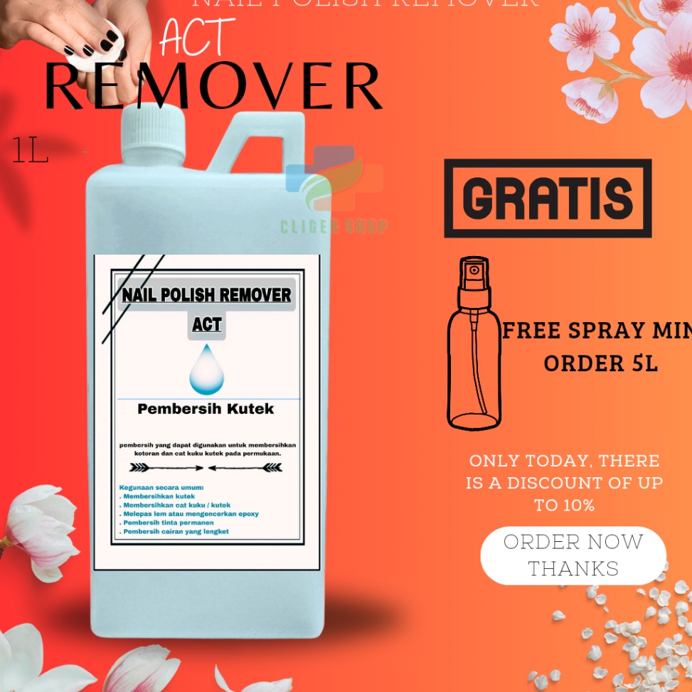 Promo acetone 1 liter premium grade  aseton 1 liter  Pembersih Kuku  pembersih kutek  nail polish re