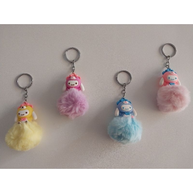 Gantungan Kunci Pompom Cinnamoroll/Gantungan Kunci Bulu Cinnamoroll/Gantungan Kunci Cinnamoroll/Ganc