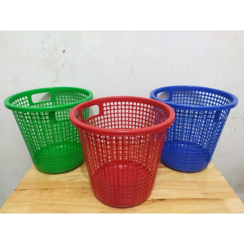 Keranjang Plastik GM No.33 / Keranjang Berlubang Kecil Diameter 28cm / Keranjang Tempat Sampah Plast